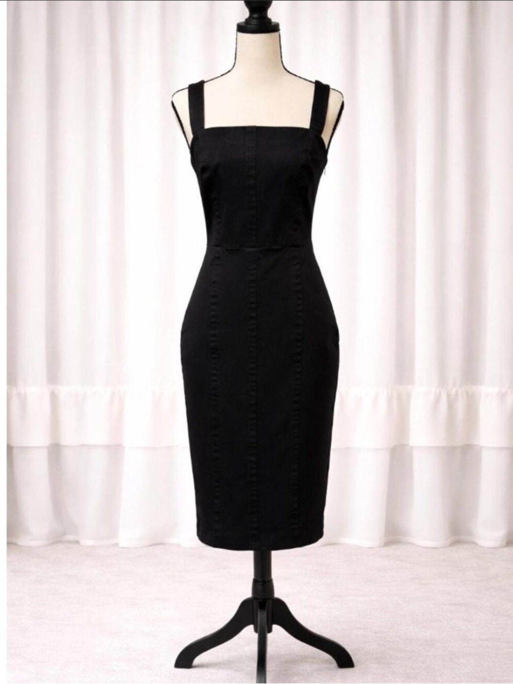 Banana Republic Black Square-Neck Midi Sheath Dress